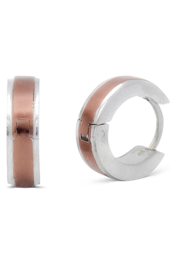 Huggie Hoop Earrings Stainless Steel Fashion Jewelry Fancy Deep Rose Gold Silver Design Earring Men Women
