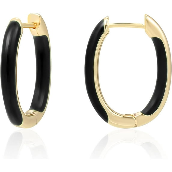 Huggie Hoop Earrings for Women, 18K Gold Plated Colorful Enamel Huggie Earrings Small Hypoallergenic Cute Jewelry Gifts
