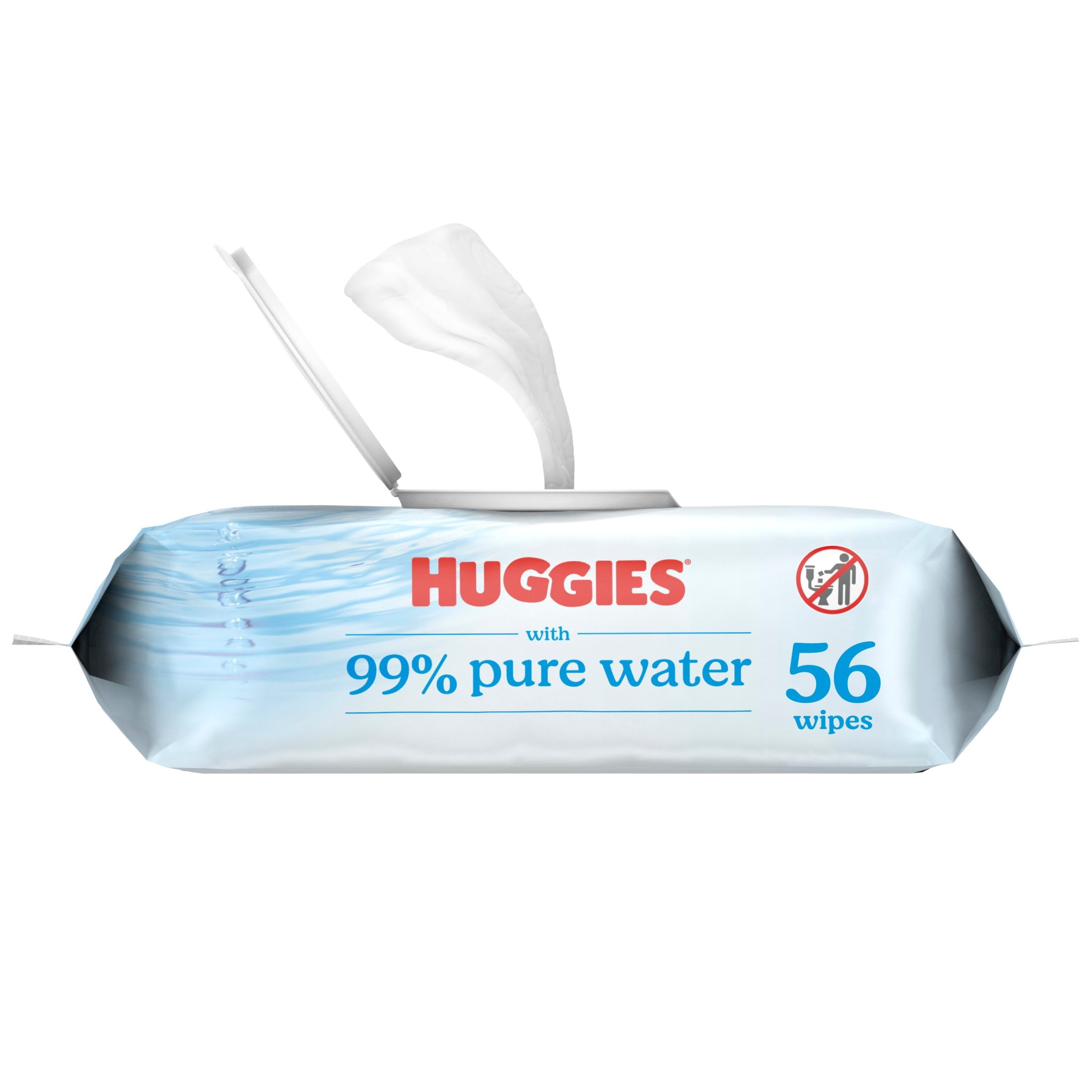 Huggies 99 Pure Water Unscented Wipes, 1 FlipTop Packs, 56 Total Ct