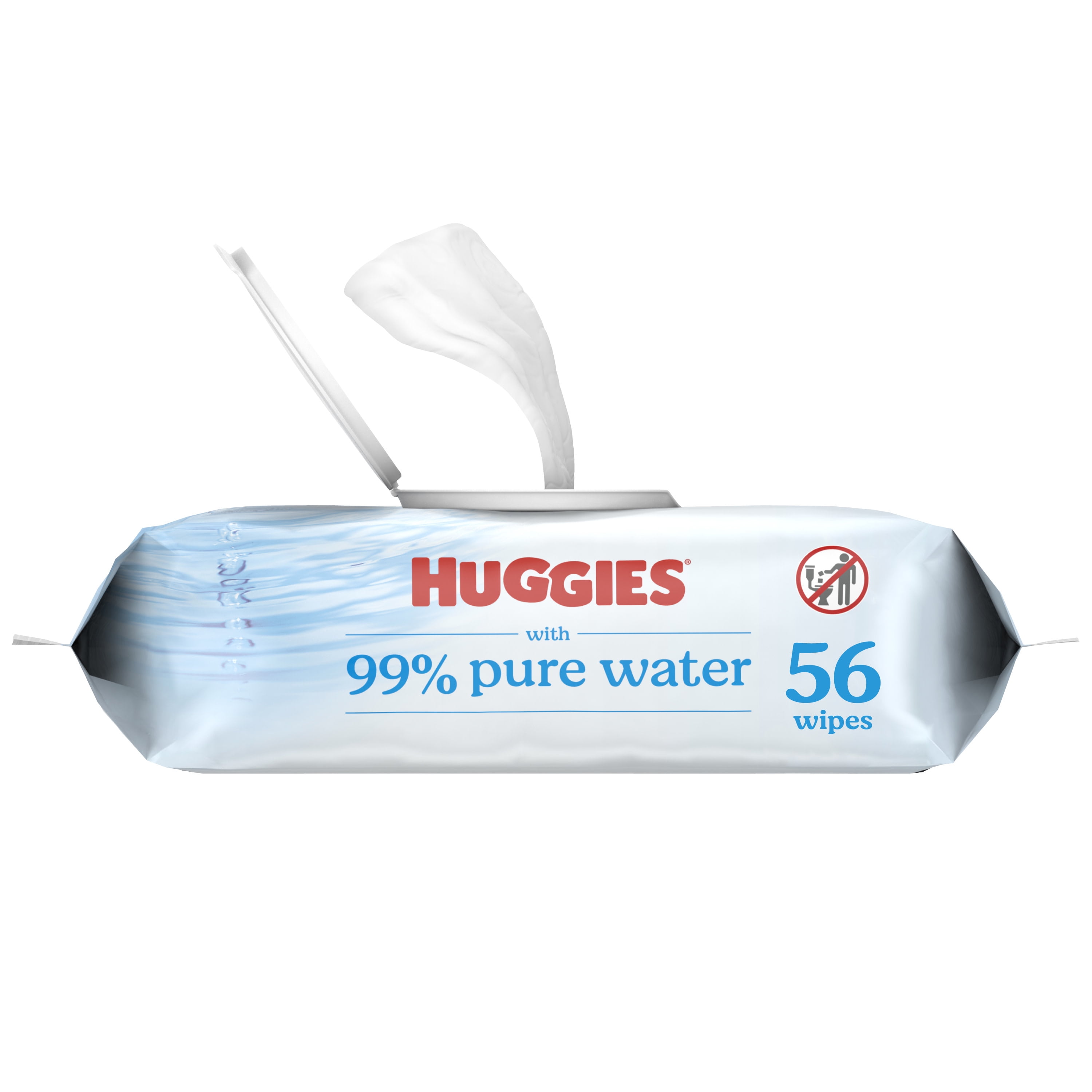 Huggies 99 Pure Water Unscented Wipes, 1 FlipTop Packs (56 Wipes