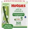 Huggies Wipes with Aloe & Vitamin E, Unscented, 3 Flip-Top Packs (168 Total Wipes)