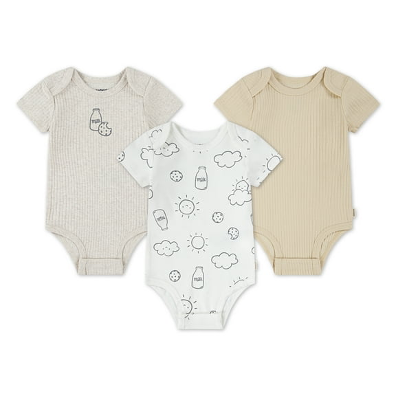 Huggies Baby Boy 3 Pack Organic Cotton Bodysuits, Sizes NB-9M