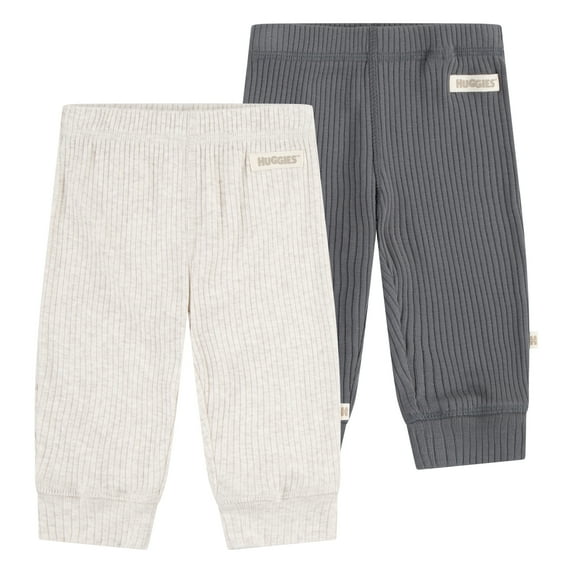 Huggies Baby Boy Organic Cotton Jogger Pants, 2-Pack, Sizes NB-9M