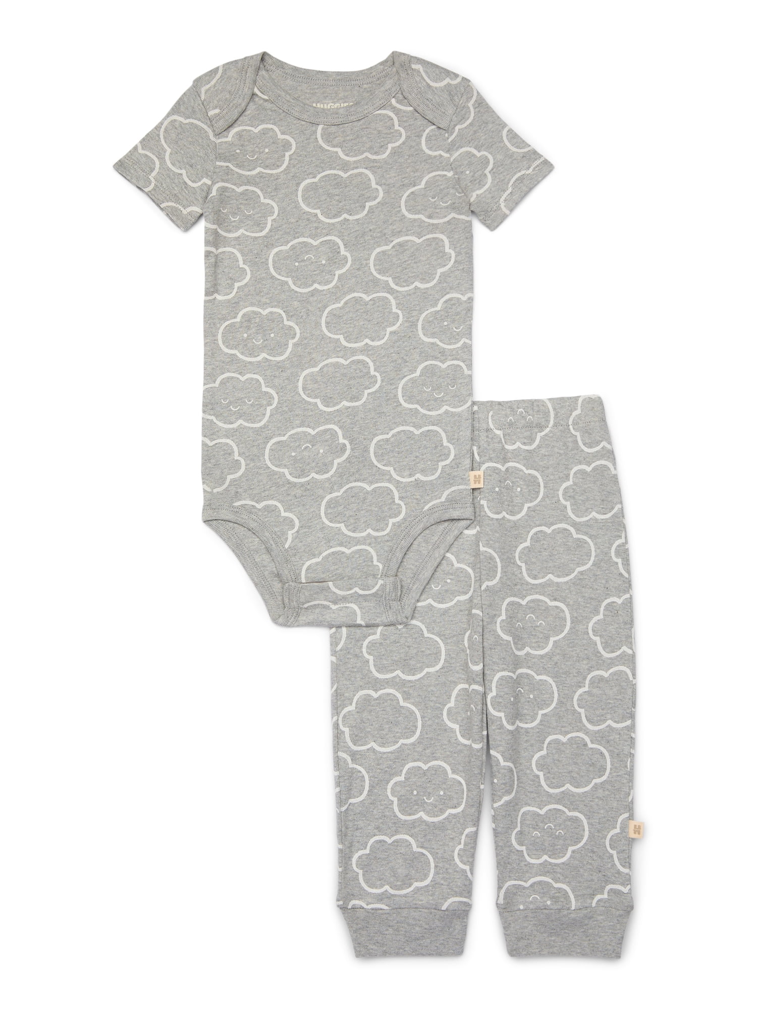 Huggies Baby Boy Printed 2pc Organic Cotton Bodysuit and Pant Set, Sizes NB-24M