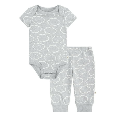 Huggies Baby Boy Printed 2pc Organic Cotton Bodysuit and Pant Set, Sizes NB-24M
