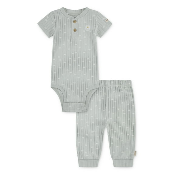 Huggies Baby Boy Printed 2pc Organic Cotton Bodysuit and Pant Set, Sizes NB-9M
