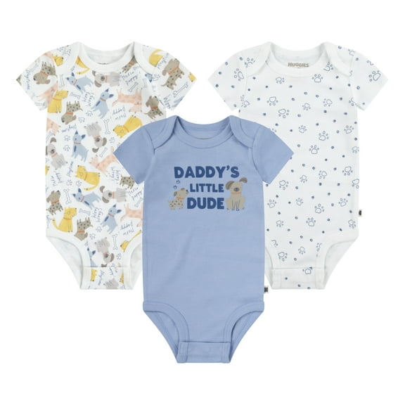 Huggies Baby Boys 3-Pack Bodysuit Set, Sizes NB-18M