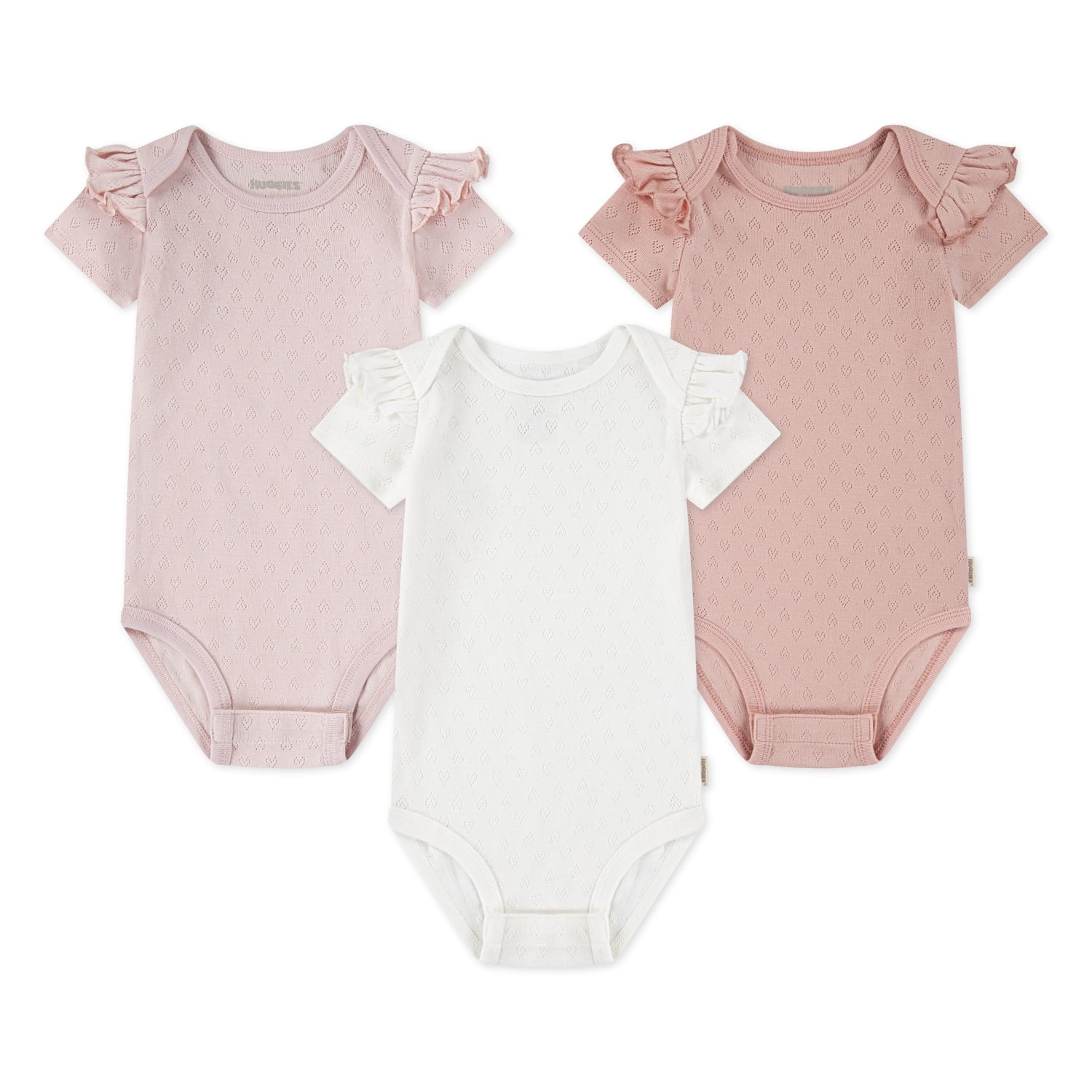 Huggies Baby Girls 3 Pack Organic Cotton Bodysuits, Sizes NB-9M