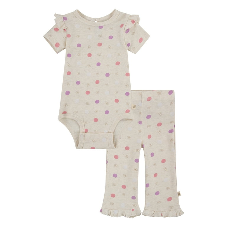 CREAM BODYSUIT WITH ILLUSTRATION AND RUFFLE IN ORGANIC COTTON, NEWBORN CREAM BODYSUIT WITH ILLUSTRATION AND RUFFLE IN ORGANIC COTTON, NEWBORN
