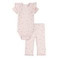 thumbnail image 1 of Huggies Baby Girls Printed 2pc Organic Cotton Bodysuit and Pant Set, Sizes NB-9M, 1 of 4
