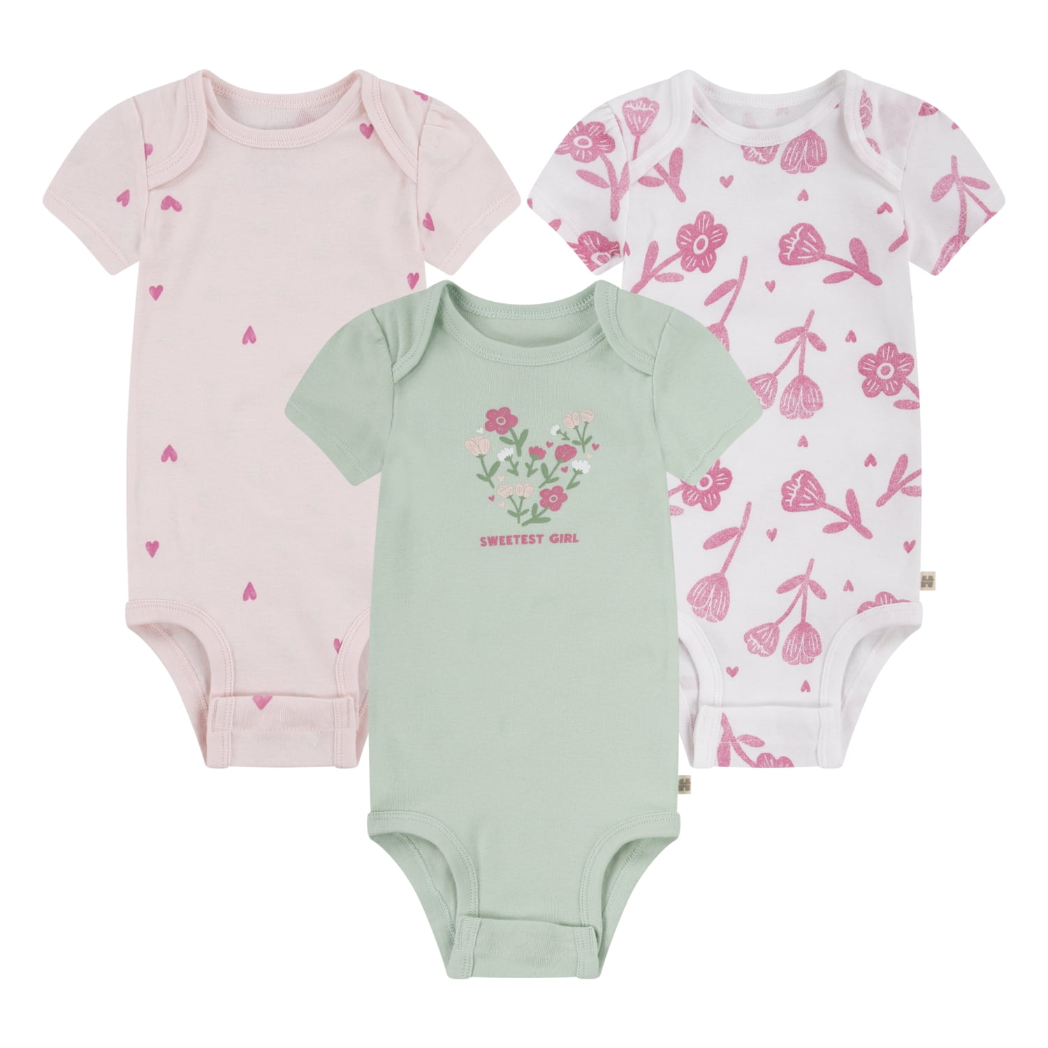 Huggies Baby Girls 3-Pack Bodysuit Set, Sizes NB-18M