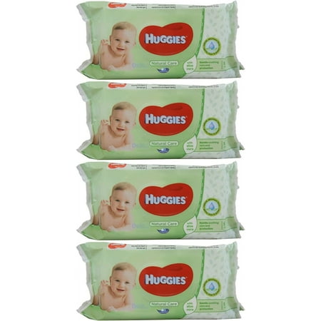 Huggies Baby Wipes Natural Care with Aloe Vera, 56 Count Pack of 4