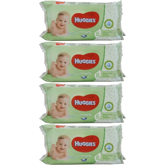 Huggies Baby Wipes Natural Care with Aloe Vera, 56 Count Pack of 4