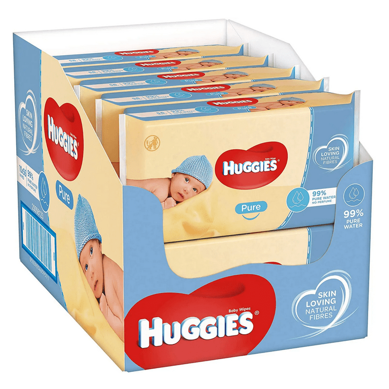 Huggies Toallitas pure para Bebé, 99% agua, 1008 toallitas (18 packs de 56  toallitas)