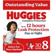 Huggies Complete Protection Baby Diapers, Size 8 46+ lbs, 15 Count