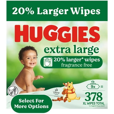 Huggies Extra Large Baby Wipes, Unscented, 9 Flip-Top Packs (378 Wipes Total) (Select for More)