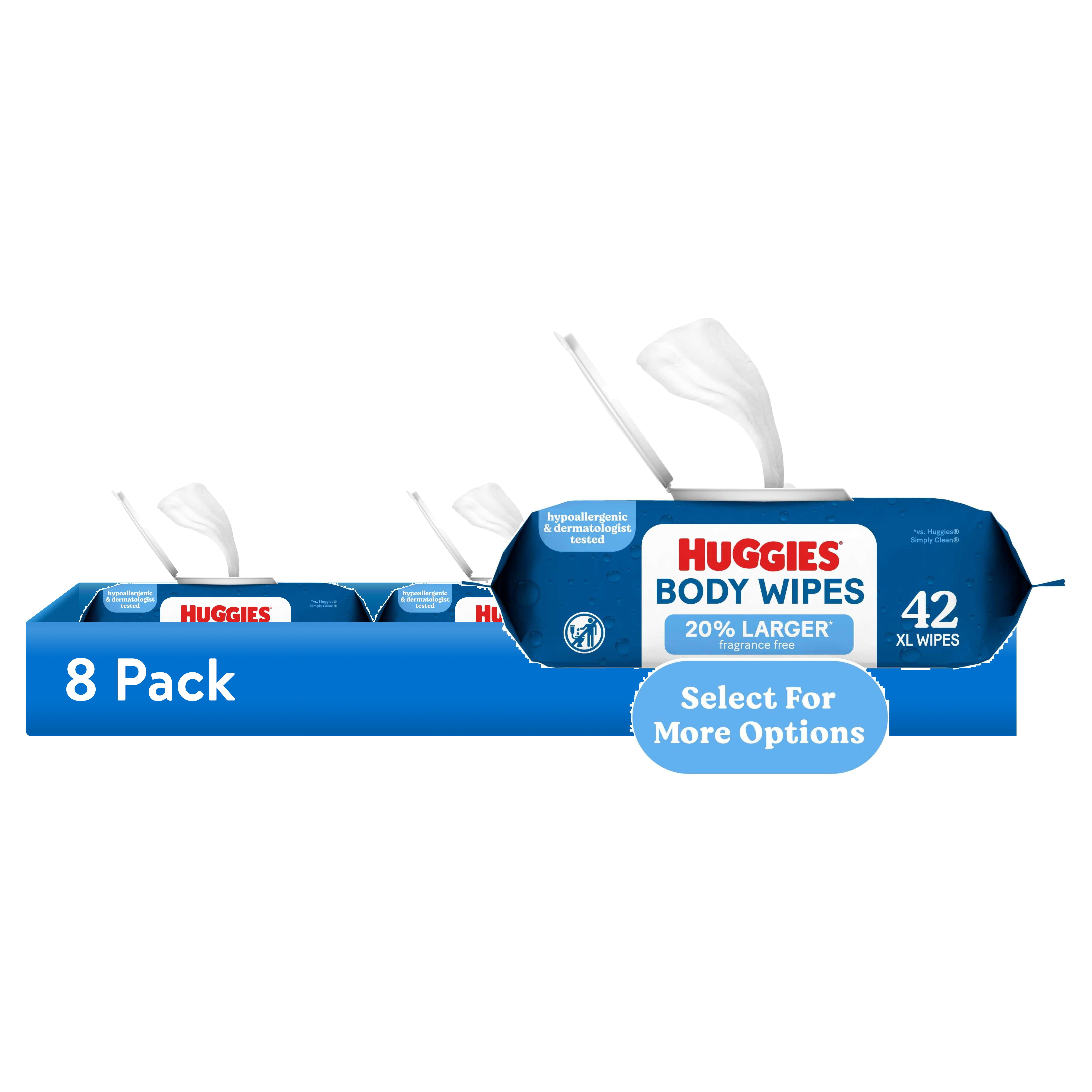 (8 pack) Huggies Extra Large Unscented Wipes, 1 Flip-Top Pack, 42 Count