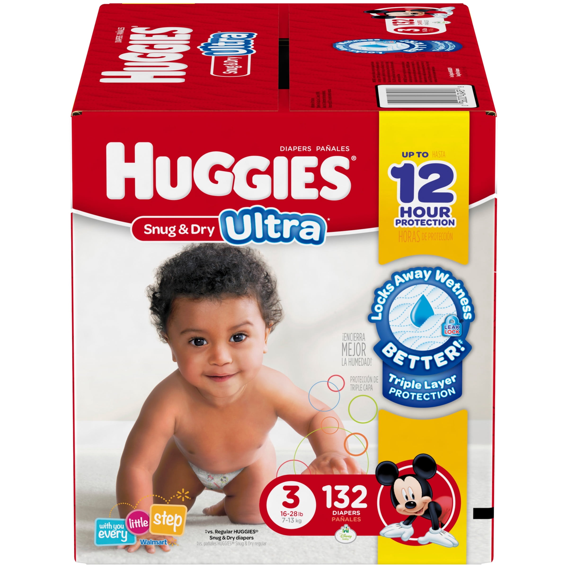 HUGGIES Snug & Dry Ultra Diapers, Size 3, 132 Diapers
