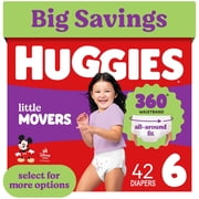 Huggies Little Movers 360  Pull On Diapers with 360  Waistband, Size 6 35+ lbs, 42 Count Select for More