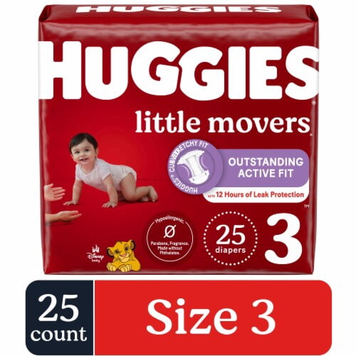 Huggies Little Movers Baby Diapers Size 3 (16-28 lbs) 25 count - Pack of 2