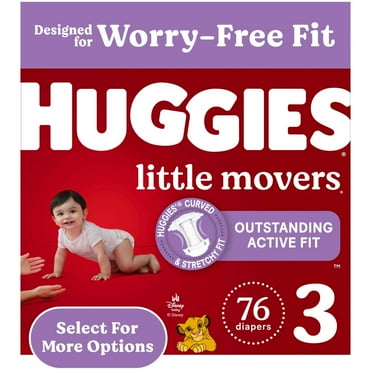 Huggies Little Movers Baby Diapers, Size 3 (16-28 lbs), 76 Ct (Select for More)