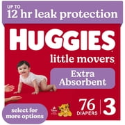 Huggies Little Movers Baby Diapers, Size 3 (16-28 lbs), 76 Count (Select for More)