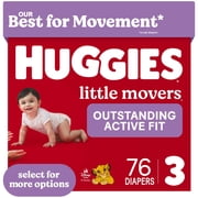 Huggies Little Movers Baby Diapers, Size 3 (16-28 lbs), 76 Count (Select for More)