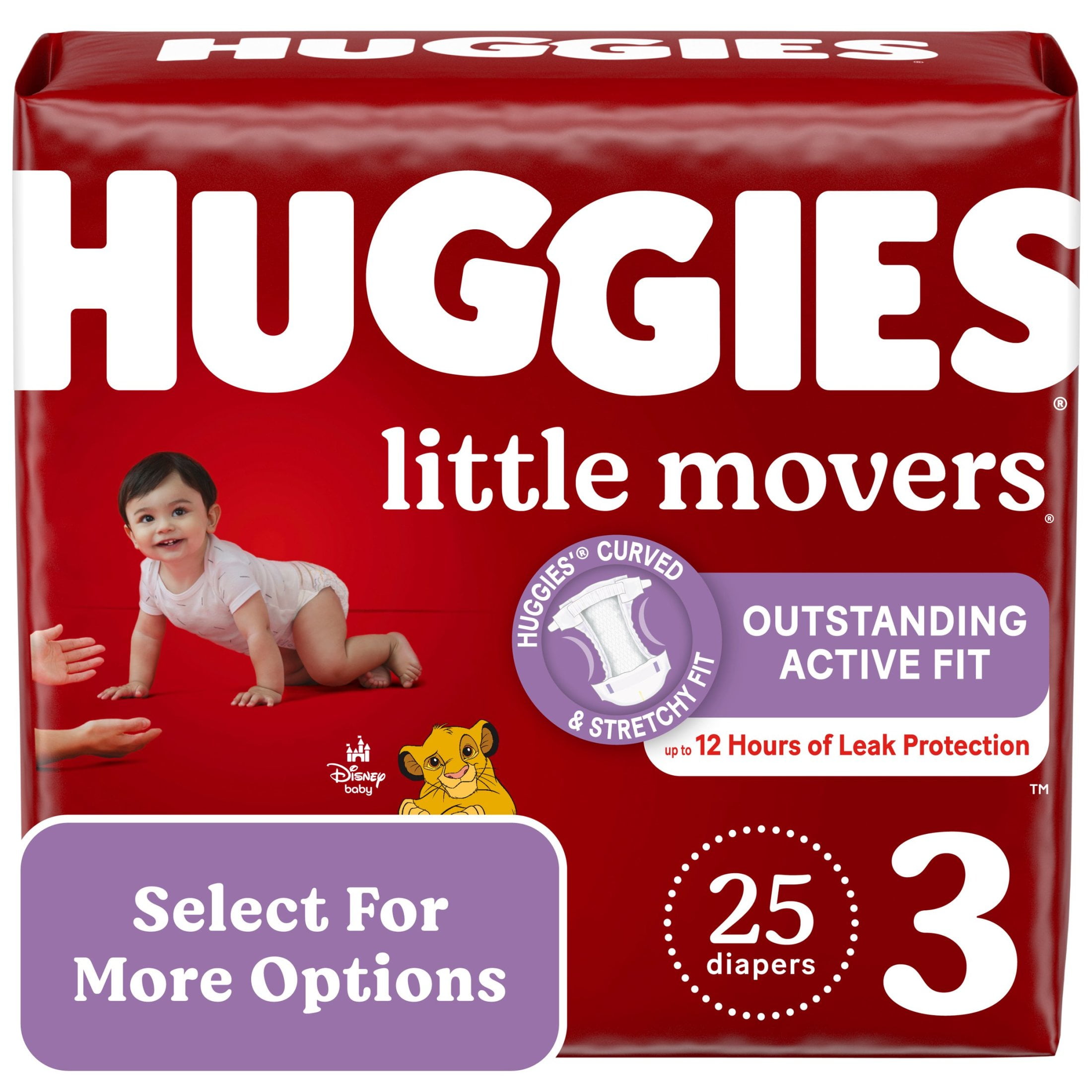 Huggies Little Movers Baby Diapers, Size 3 (16-28 lbs), 25 Ct (Select for More)