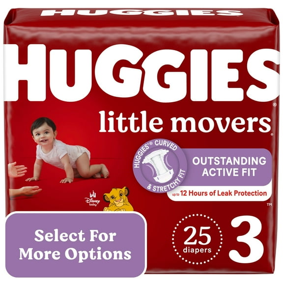 Huggies Little Movers Baby Diapers, Size 3, 25 Ct (Select for More Options)