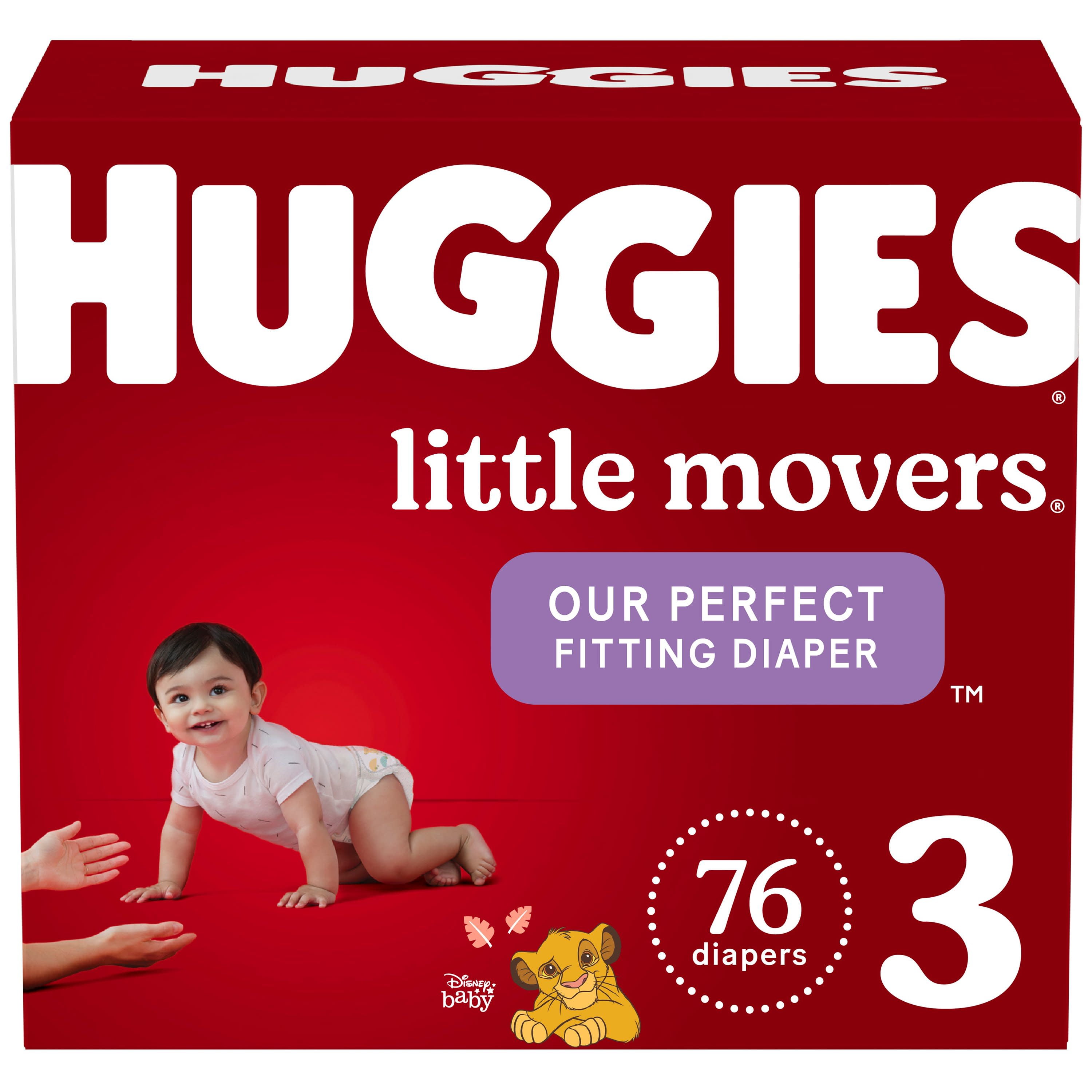 Huggies Little Movers Baby Diapers, Size 3, 76 Ct