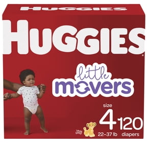 Huggies Little Movers Baby Diapers, Size 4 (22-37 lbs), 120 Count