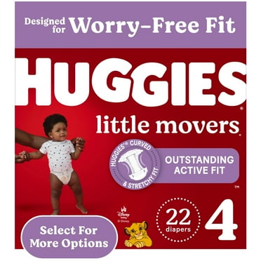 Huggies Little Movers Baby Diapers, Size 4 (22-37 lbs), 22 Ct (Select for More)