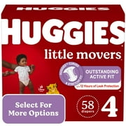 Huggies Little Movers Baby Diapers, Size 4, 58 Ct (Select for More Options)