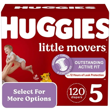 Huggies Little Movers Baby Diapers, Size 5, 120 Ct (Select for More Options)