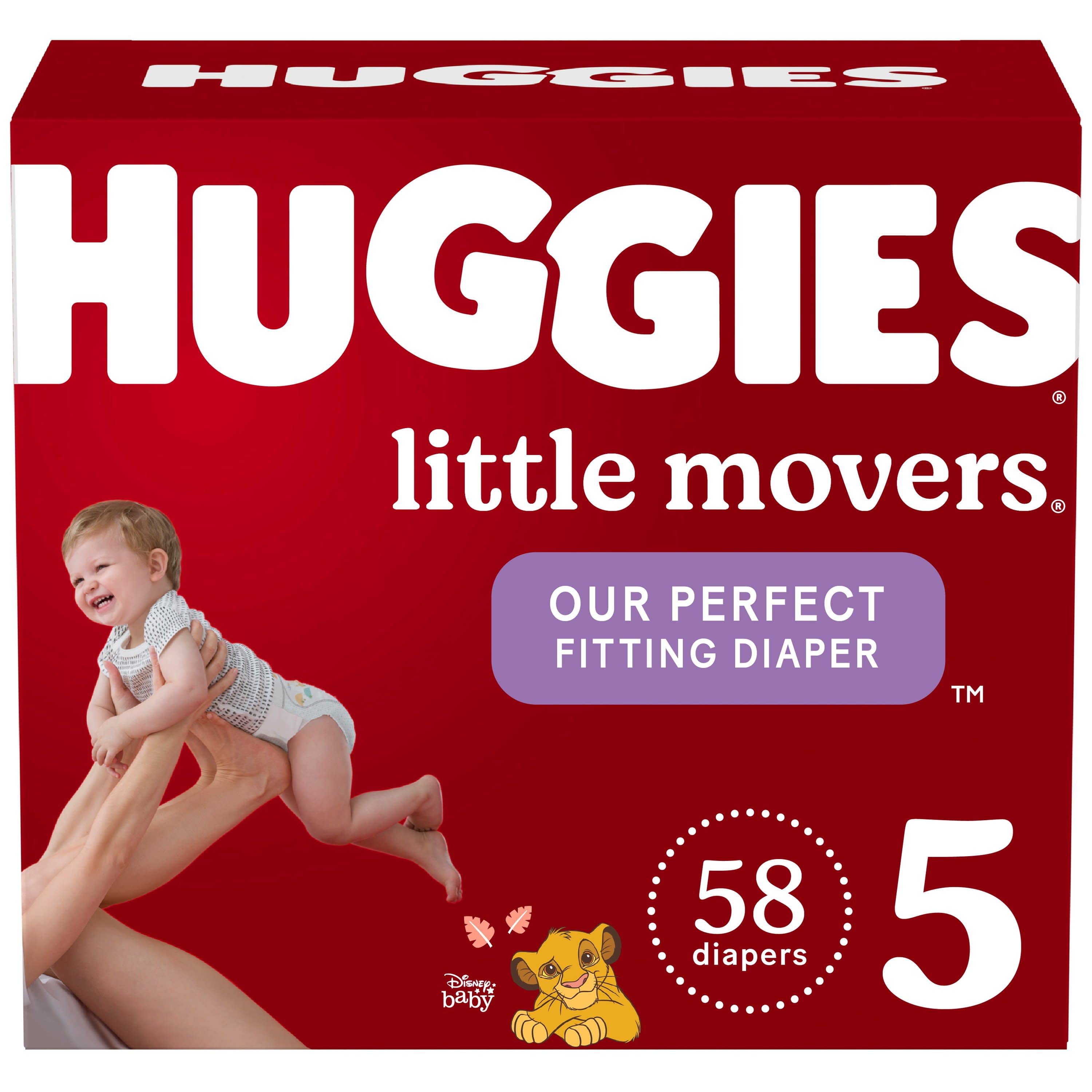 Huggies Little Movers Baby Diapers, Size 5, 58 Ct 