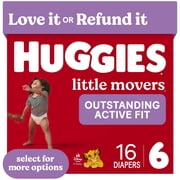 Huggies Little Movers Baby Diapers, Size 6 35+ lbs, 16 Count Select for More