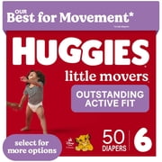 Huggies Little Movers, Extra Absorbent Baby Diapers Size 6, 50 Count