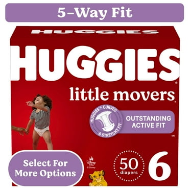 Huggies Little Movers Baby Diapers, Size 6 (35  lbs), 50 Ct