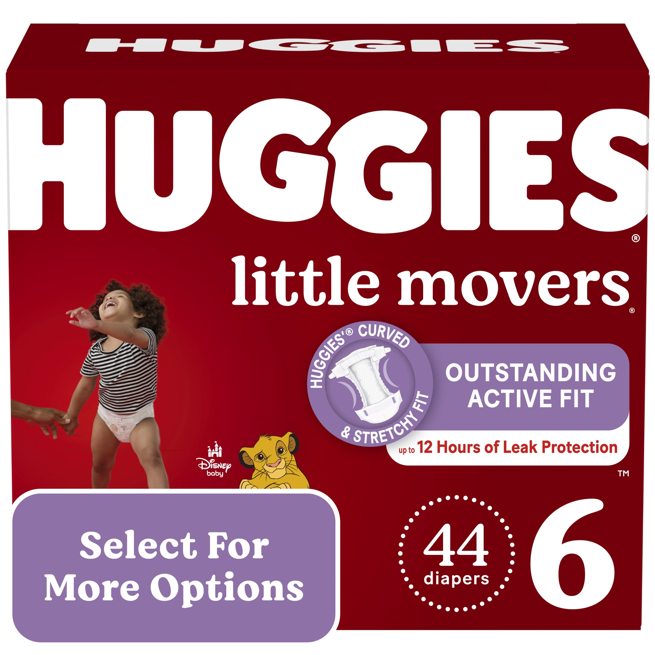 Huggies Little Movers Diapers, Fitting, Disney Baby, 6 (Over 35 lb) - 44 diapers