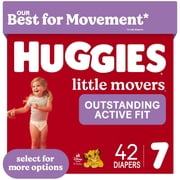 Huggies Little Movers, Extra Absorbent Baby Diapers Size 7, 42 Count
