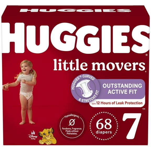 Huggies Little Movers Baby Diapers, Size 7 (41+ lbs), 68 Count, Disney Designs