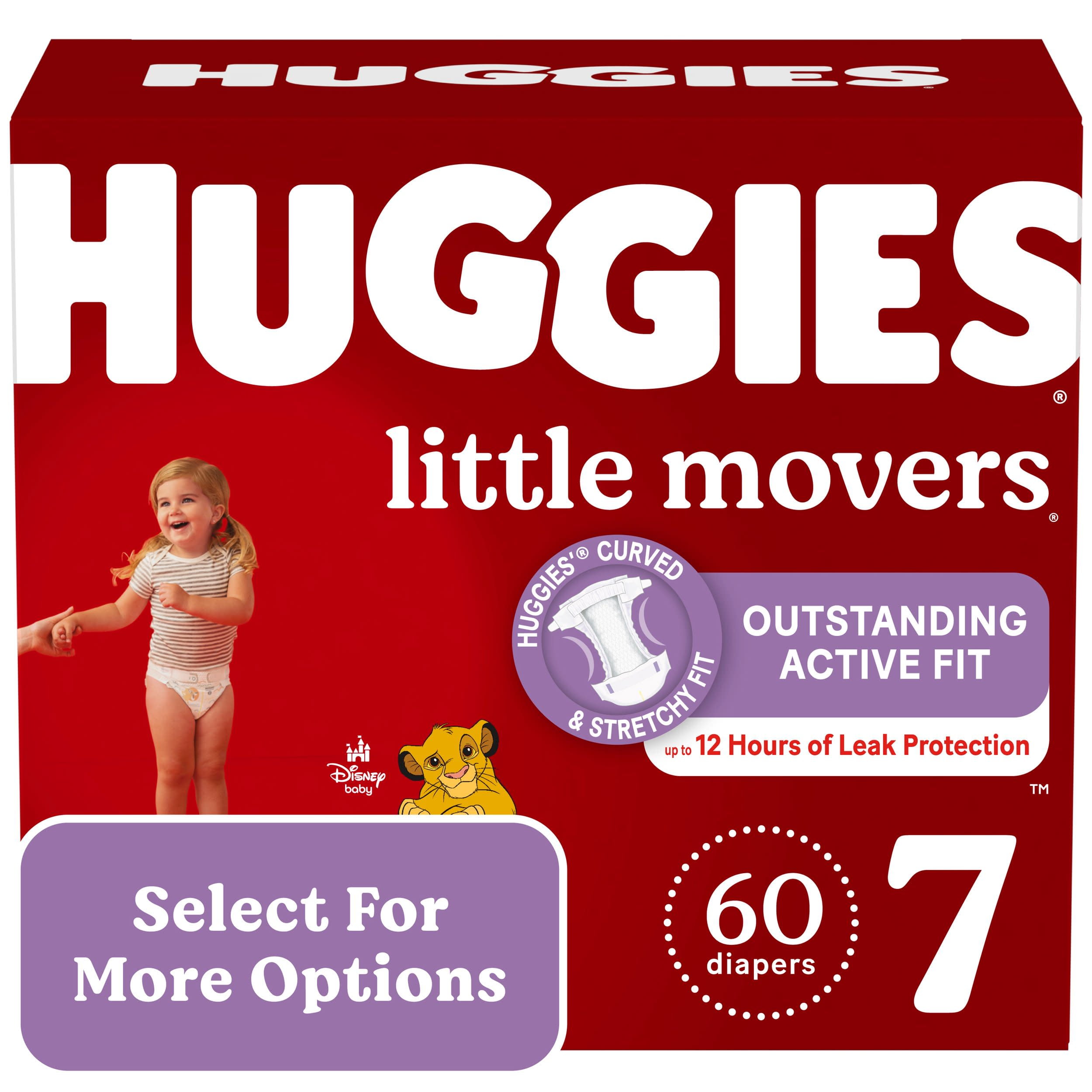 Huggies Little Movers Baby Diapers Size 7 60 Ct Select for More