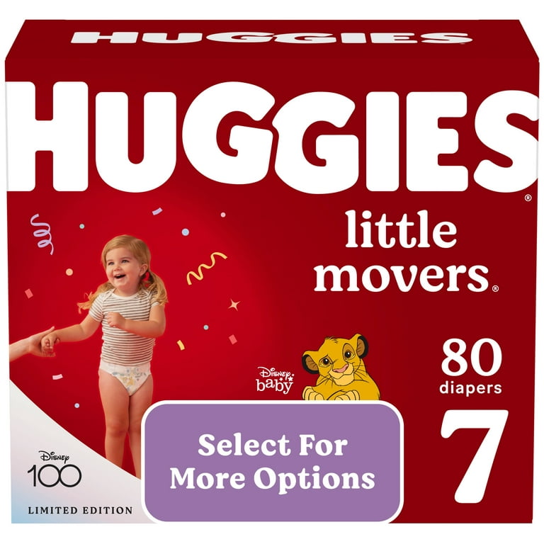 Huggies Size 7 Diapers, Little Movers Baby Diapers, Size 7 (41+ lbs), 80  Count