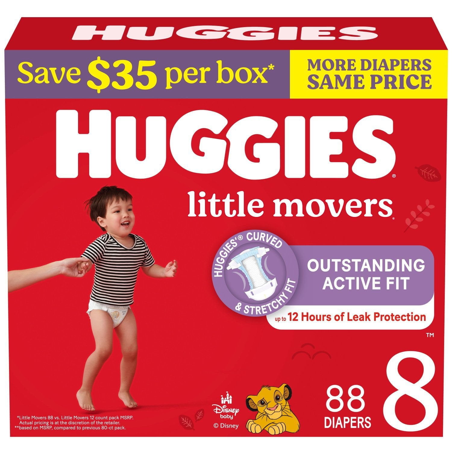 Huggies Little Movers Baby Diapers, Size 8 (46+ Pounds), 88 Count