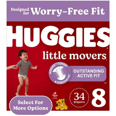 Huggies Little Movers Baby Diapers, Size 8 (46+ lbs), 34 Ct (Select for More)
