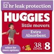 Huggies Little Movers Baby Diapers, Size 8 46+ lbs, 38 Count Select for More
