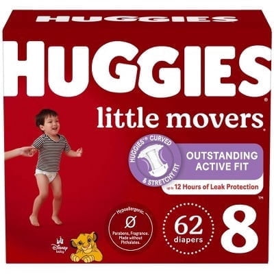 Little Movers Diapers - Size 8 - 62ct