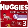 thumbnail image 1 of Little Movers Diapers - Size 3 - 136ct, 1 of 9