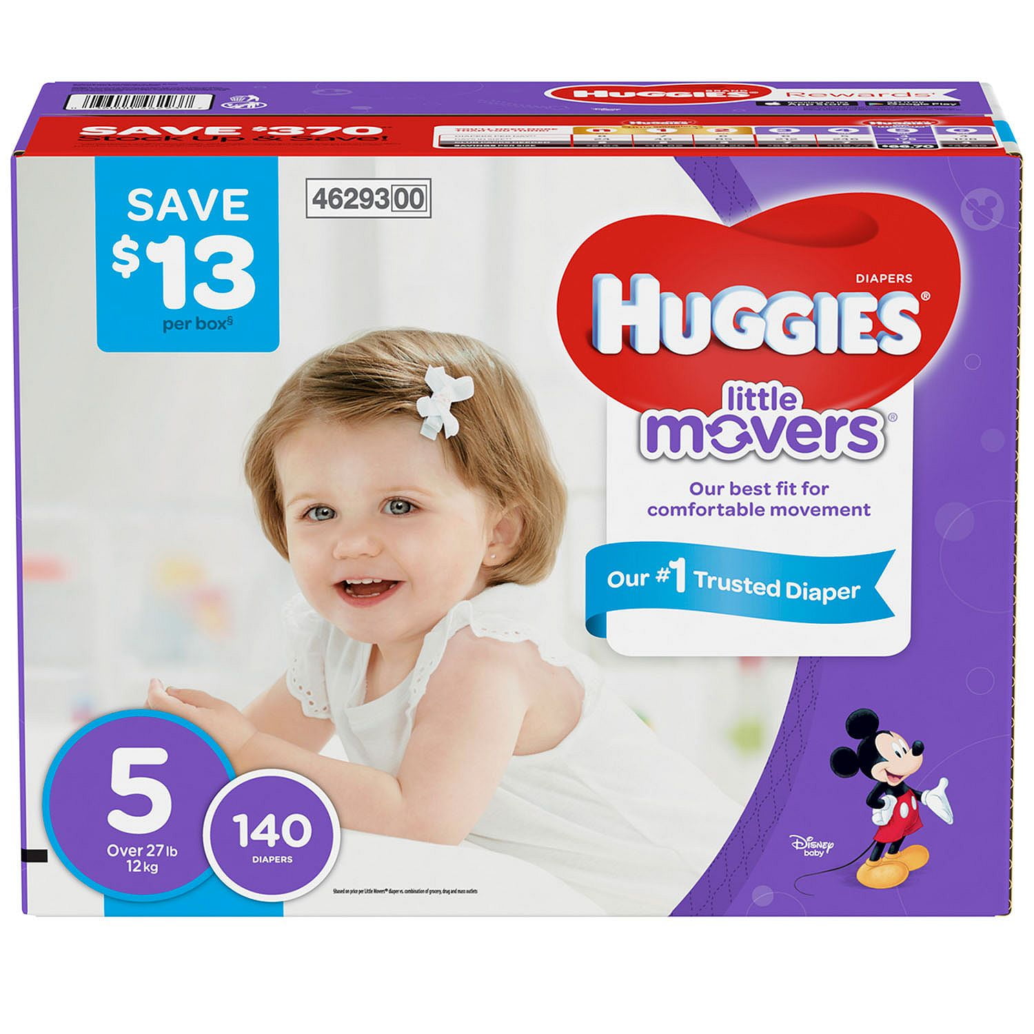 Huggies Little Movers Baby Diapers, Size 4, 140 ct