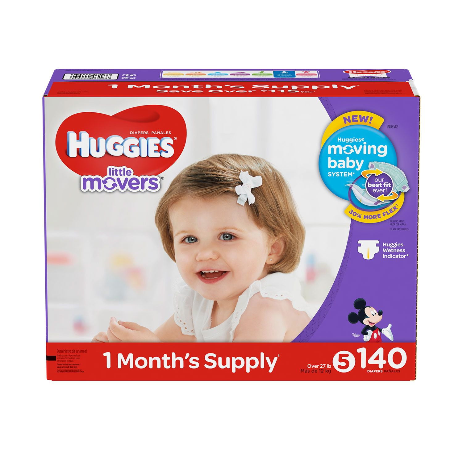 Huggies Little Movers Baby Diapers, Size 4, 140 ct